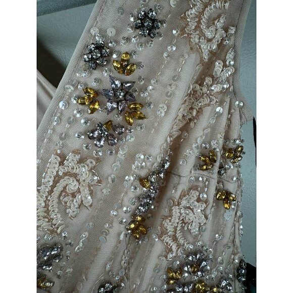 MAC DUGGAL 93575 Embellished Blush Wrap Over Sleeves A Line Gown Dress Size 2 - Picture 11 of 15